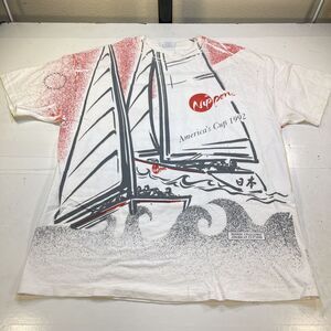 VTG 1992 ALL OVER PRINT Nippon Challenge Japan America's Cup Sailing T SHIRT XL
